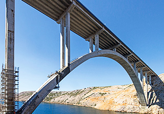 Concrete bridge over river