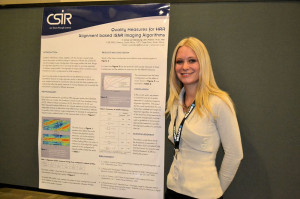 Vanessa presents her work in a poster session at the 2013 IEEE International Radar Conference, held in Ottawa, Canada