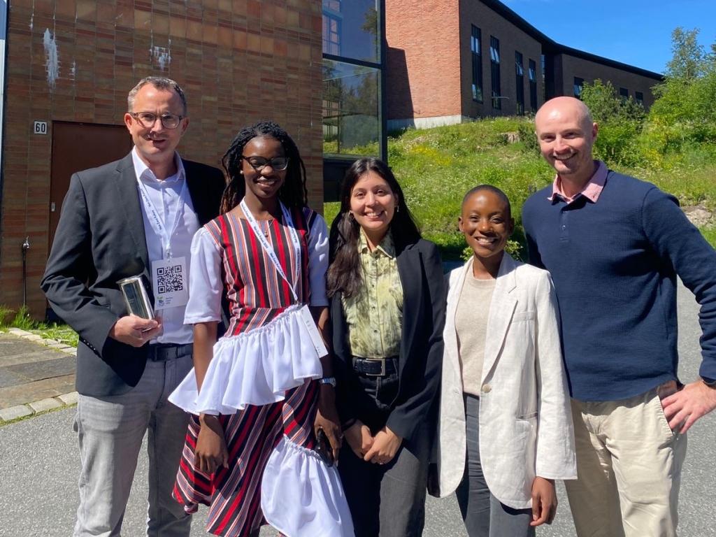 Representatives of CoMSIRU at the Net-Zero Future 2024 Conference. From the left: Prof Hans Beushausen (Supervisor), Jaziitha Simon, Areej Gamieldien, Joanitta Ndawula, and Nicholas Jarratt